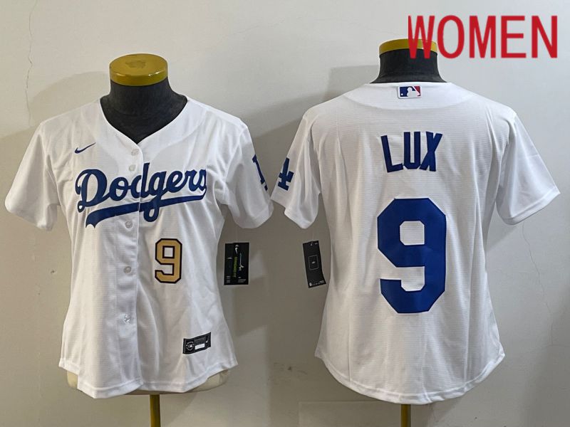 Women Los Angeles Dodgers #9 Lux White Game 2024 Nike MLB Jersey style 2->women mlb jersey->Women Jersey